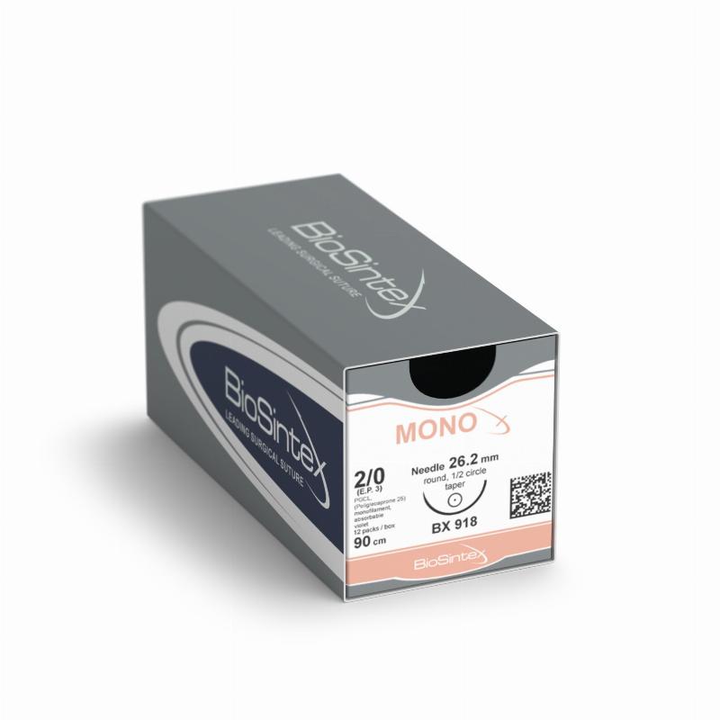 MONOx,Поліглекап. моно.безбар,USP 4/0(M1,5), від 45-70см,зв.-ріж.від 18,7мм,3/8кола